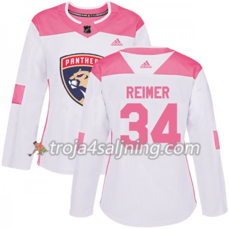 Florida Panthers tröja James Reimer 34 Vit 2017-2018 Adidas Rosa Fashion Authentic - Dame NHL Tröjor